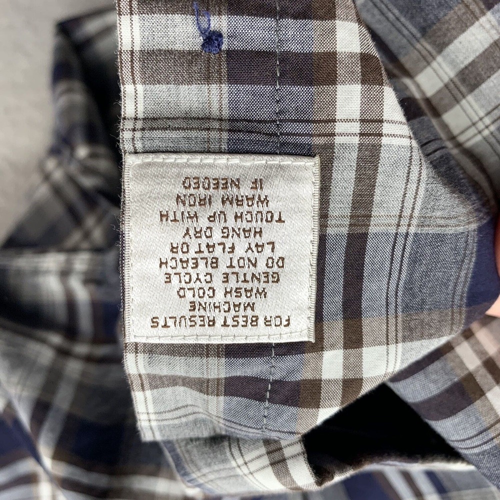 Peter Millar Button Up Shirt Mens Medium Gray White Plaid Golf Preppy Dad Sports - Picture 11 of 12